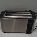 Elite Gourmet ECT-3100 Long Slot 4 Slice Toaster, Reheat, 6 Toast Settings, Defrost, Cancel Functions, Built-in Warming Rack, Extra Wide Slots for Bagels & Waffles, Stainless Steel & Black