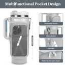 LOKASS Initial Water Bottle Holder with Strap for Stanley Cup 40 oz Tumbler, Personalized A-Z, Water Bottle Carrier Bag with Phone Pocket & Carabiner for Stanley Cup Accessories