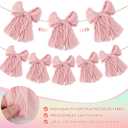 1Pcs Pink Bow Garland Banner for Coquette Birthday Decorations, 5Ft Pre-Strung Bow Swirl Garland, Hanging Bow Decoration for Girls, Baby Shower, Table Decor, Wedding, Bachelorette, Bridal Shower