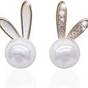 Cute Easter Earrings for Women, Trendy Statement Bunny Pearl Stud Earrings, Easter Outfits & Shirt Accessories for Women