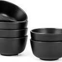 TP 10 Ounce Bowl Set of 6, 4.5 Melamine Bowls for Appetizer Snacks Ice Cream Dipping Sauce Side Dish, Unbreakable and Lightweight, Black