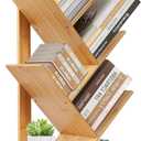 4 Tier Tree Bookshelf with Drawer, Small Bookcase, Desktop Bookshelf Floor Standing Bookcase Display for Living Room, Bedroom, Natural