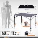 KingCamp Folding Camping Table Foldable Loads 265 Lbs, 42.1" 27.6" Portable Table 3 Adjustable Height Aluminum Roll Up Camp Table with Carry Bag for Camping Picnic BBQ Backyard, Indoor & Outdoor, 27.56 inches x 27.56 inches x 27.56 inches