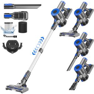 Cordless Vacuum Cleaner, 180W Power Suction Stick Vacuum Cleaners with 2200 mAh Battery,6-in-1 Lightweight Self-Standing, 35 Mins Runtime for Home Hard Floor Low-Pile Carpet Pet Hair, Blue