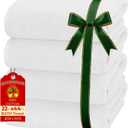 RIVERSIDE 100% Ring-Spun Cotton Bath Towels Set of 4 22 x 44 - Soft, Quick Dry & Highly Absorbent Towels for Shower & Bathroom - 450 GSM Lightweight Cotton Towels for Spa, Gym, Hotel- (White)