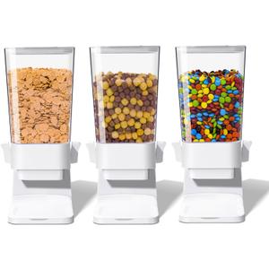 Cereal Dispenser Countertop, 5L Cereal Containers Storage Dispenser for Pantry, Large Dry Food Cereal Dispenser, Not Easy to Crush Cereal, Can Hold Oatmeal, Candy, Snack, Grain, Pet Food (White, 3Pc)