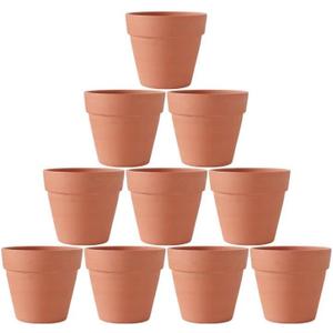 OLEEP 4inch 10pcs Terracotta Pots, Terracotta Pots for Plants/Succulent/Cactus with Drainage for Indoor, Outdoor, Home Office Decoration (Brown)