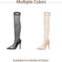 NEWBELLA Women's Rhinestone Mesh Pointed Toe Stiletto Heeled Boots  Sexy Knee High Slip-On Glitter Sock Boots for Party, Night Out, Clubwear Black 8