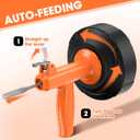 Drain Snake, Drain Auger with Drill Attachment, 25 Feet Plumbing Snake Auto Feed Flexible Hair Drain Clog Remover for Kitchen, Bathrom and Shower Sink with Gloves