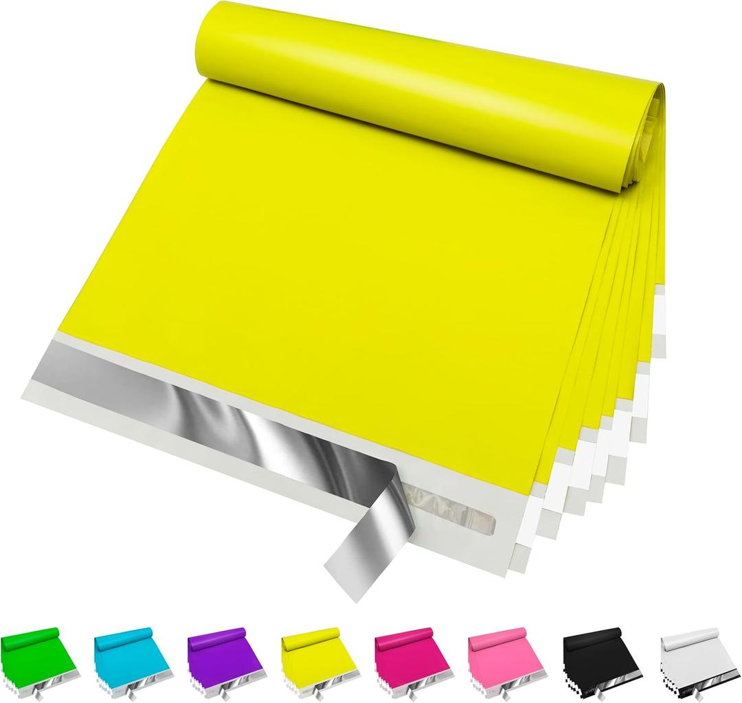 JinRuiKJ Poly Mailers 9x12 Inch 100 Pcs, Strong Adhesive Shipping Bags for Clothing, Durable Thick Mailing Envelopes with Self Seal, Packaging Bags for Small Business - Yellow