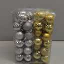 36PCS Mini Christmas Balls Ornaments Christmas Tree Decorations 1.6" Shatterproof Plastic Colored Glitter Hanging Ball Holiday Decorative Balls for Halloween Wedding Party Home Decor, Gold