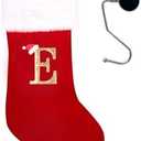 infleesh 20 Inches Monogrammed Christmas Stockings with Letters,Super Soft Christmas Stockings Large Monogram Stockings Red Letter Stockings for Christmas Holiday Xmas Gift…