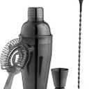 True Bar Drink Mixer Set, 19oz 4-piece Cocktail Shaker Set Bartender Kit, Cocktail Mixer Set, Cocktail Shaker Kit, Barware Tool Sets, Bar Accessories, Black