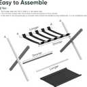 Smart FENDEE Luggage Rack, Folding Luggage Rack for Guest Room, White Bamboo Suitcase Stand Holds up to 131 lb, Luggage Stand with Storage Shelf for Hotel, Bedroom (1 Pack)