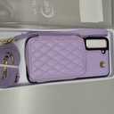 Phone Case for Samsung Galaxy S22 Plus S22+ 5G Wallet Cell Cover with Tempered Glass Screen Protector Wrist Crossbody Strap RFID Blocking Card Holder S22+5G S22plus 22S + S 22 22+ Women Girls Purple