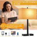 21" Touch Bedside lamps with 2 USB & AC Outlets, 3-Way Dimmable Bedside Table Lamps Set of 2 for Bedroom Living Room Office Reading, Beige Linen Shade Lamps for Night Stands, 2700K LED Bulbs Included