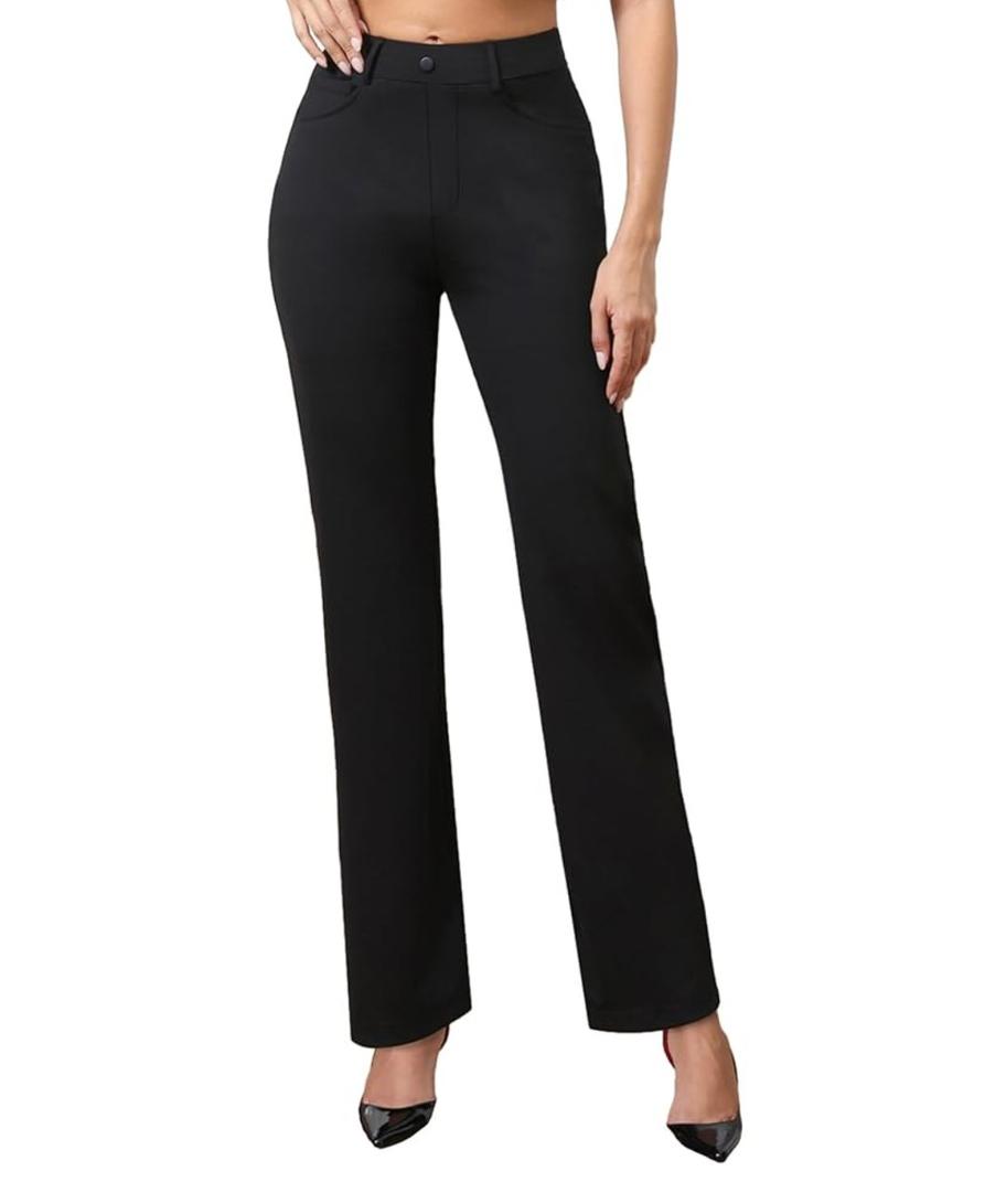 Agenlulu High Waisted Dress Pants for Women Petite/Regular/Tall Straight Leg Pull On Office Work Slacks 28"/29.5"/31.5 Size XS