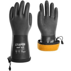 LANON Waterproof Winter Work Gloves, Moisture-permeable PU Coated，Warm Gloves for Freezer & Outdoor Work, Chemical & Oil Resistant, Non-Slip, Medium