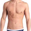 ARENA Men's Icons Solid Swim Briefs Professional Training Swimsuit Sports Trunk (26, Navy/White) Medium