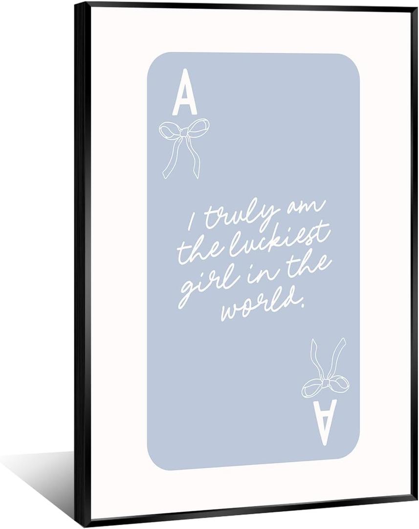 Lucky Girl Syndrome Poster Trendy Ace Card Print Blue Bow Wall Art Casino Theme Party Poker Art Poster Preppy Girly Dorm College Apartment Coquette Room Decor12x18inch Unframed, Pack of 2 