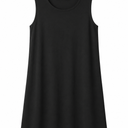 Women’s Black Sleeveless A-Line Dress, Casual Round Neck Tank Dress,   Size: M