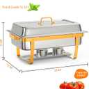 Chafing Dish for Buffet Set, 2 Packs 8 QT Chafers and Buffet Warmers Sets with Folding Frame for Weddings Parties Banquets Catering Events, Gold