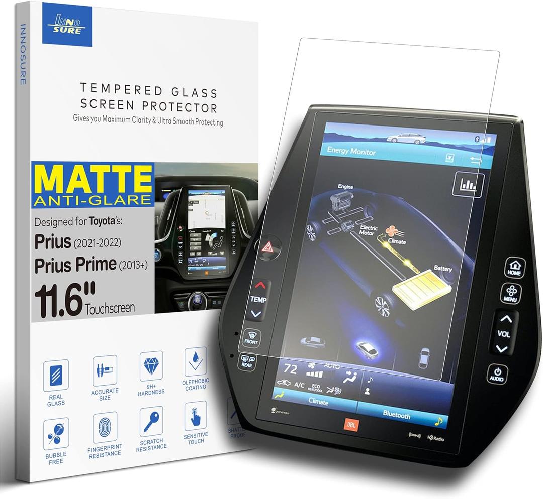 Glass Screen Protector for (2018-2022) Toyota Prius Limited, (2013-2022) Toyota Prius Prime XLE/Limited 11.6" Touchscreen Anti Glare (Matte)