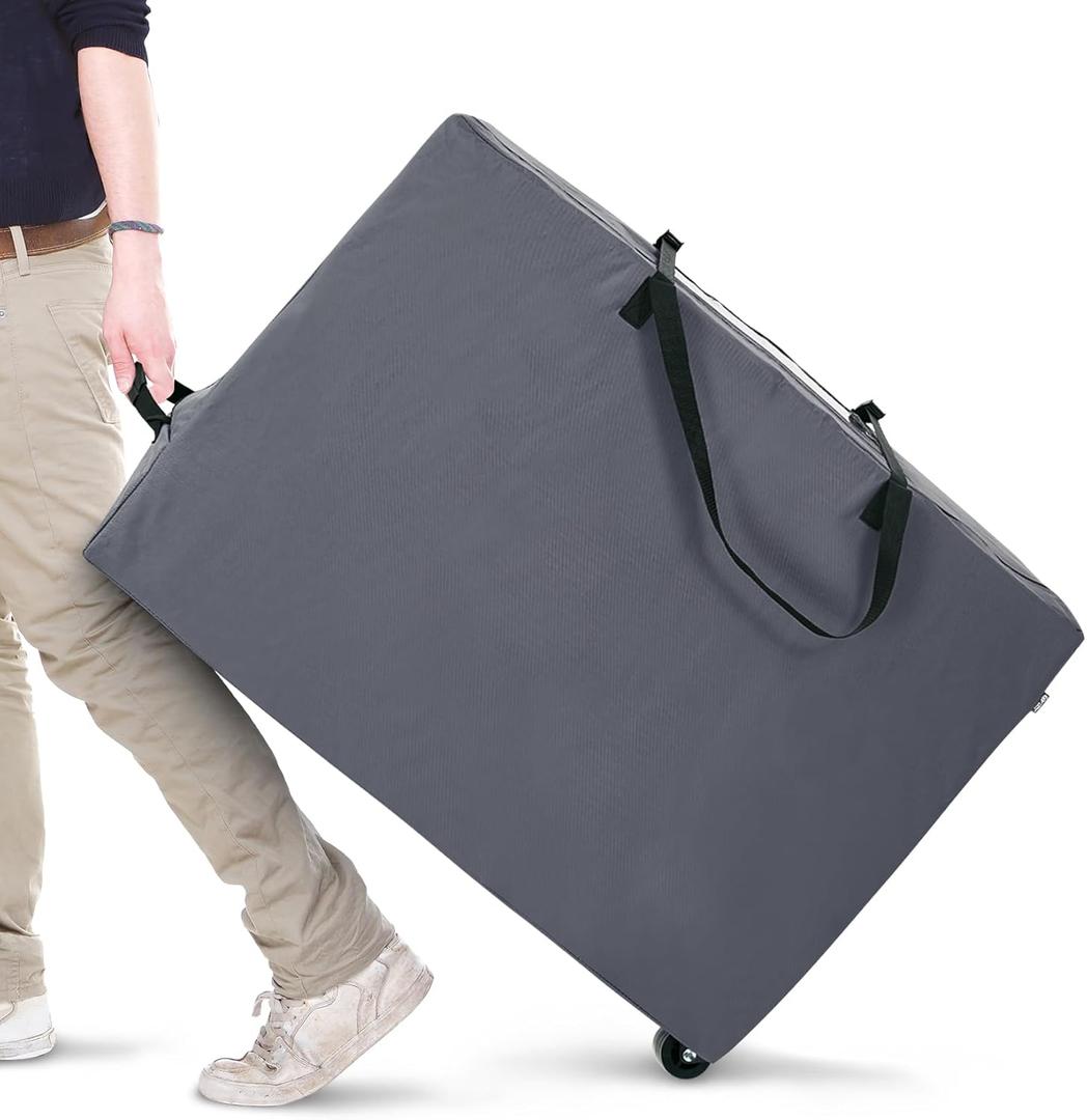 Cuddly Nest Folding Mattress Storage Bag with Wheels & Handles - 900D Heavy Duty Storage Container Fits for 6" Queen Tri-Fold Mattress,Grey