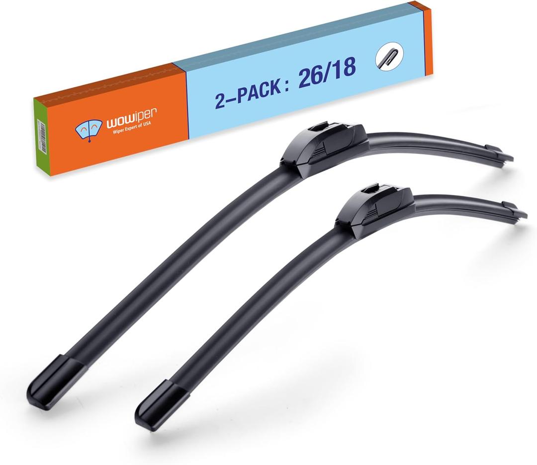 Windshield Wiper Blades 26 and 18 inch, WOWIPER Automotive Replacement Windshield Wiper Blades for My Car
(Set of 2)