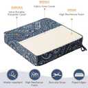 Square Corner Seat Cushions, 19" x 19" x 3", Set of 4, Indoor Outdoor Water Repellent Universal Chair Pads with Ties for Patio Furniture, Garden Deck Dining Chairs, Damask Blue Flower