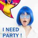 Blue Wig and Party Sunglasses, Color Bob Wig, Cosplay Wigs and Party Wigs, Rainbow Wig with Neon Glasses Blue Wig for Women - Bachelorette Party Wigs Decorations Favors (Blue)