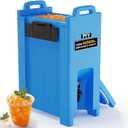 PYY Insulated Beverage Dispenser 5 Gallon, Hot and Cold Drink Water Coffee Carrier with Spigot Handle and Stand, Commercial Thermal Container for Chocolate Cocoa Iced Juice Tea Milk Restaurant Party (Blue)