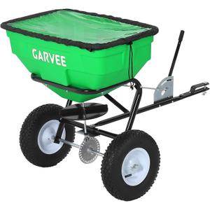 Tow Behind Broadcast Spreader, 130LBS, Universal Hooks Tow/Push Garden Spreader for UTV, ATV, 30 Adjustable Settings, 9.8 ft Spreading Width, Lawn Spreader for Seed, Fertilizer, Salt, Ice Melt