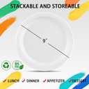 WELLIFE White Plastic Plates 9 Inch -150 Count for Party, Disposable Plastic Party Plates for Wedding Dinner Birthday Engagement