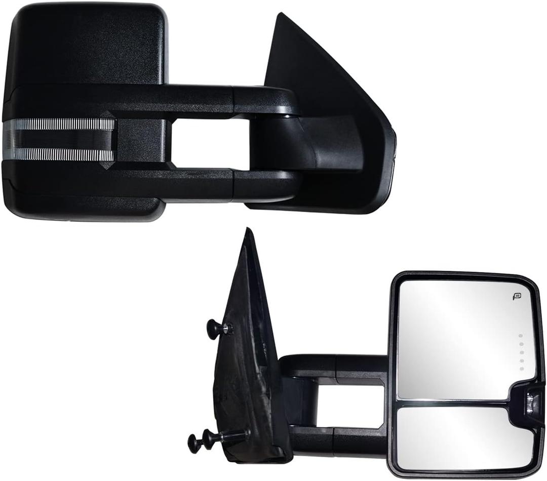 AERDM Towing Mirrors Compatible with Ford F150 2004 2005 2006 2007 2008 2009 2010 2011 2012 2013 14 Side Mirrors Power Heated Glass with Turn Signal and Puddle Light Tow Mirrors Pair set Pickup, Large