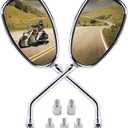 ORAEVY Universal 10mm 8mm Chrome Motorcycle Rear View Side Mirrors Handle Bar End