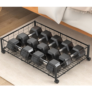 Hleelomi Under Bed Storage with Wheels and Cover, 360° Rolling Under Bed Metal Drawers for Clothes, Blankets, Books and Shoes,Black