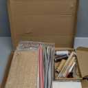 FUXAFU 50 Pcs Book Binding Kits, 15"x11.4" Inch Wooden Book PressBooks Binding Materials, with Bone Folder, Awl, Needles for DIY Bookbinding, BookRepair, Handmade Crafts