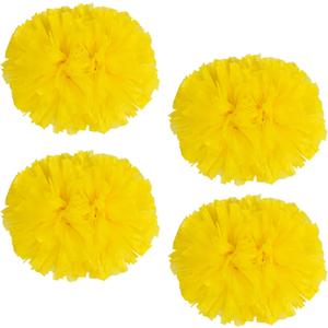 Supkiir 4Pcs Cheerleading Pom Poms for Cheerleader Costume Women, 2 Pair Cheer Pompoms for Boy Girl School Sports Games Team Spirit Cheering Dancing (All Yellow)