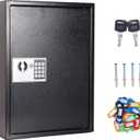 UMEKEN Key Box Wall Mount 100 Position Valet Digital Key Cabinet Lock Box with Code, Electronic Key Holder Lockbox with Key Tags, Key Organizer Locker Box, Black, 15.75" x 4.72" x 21.65"