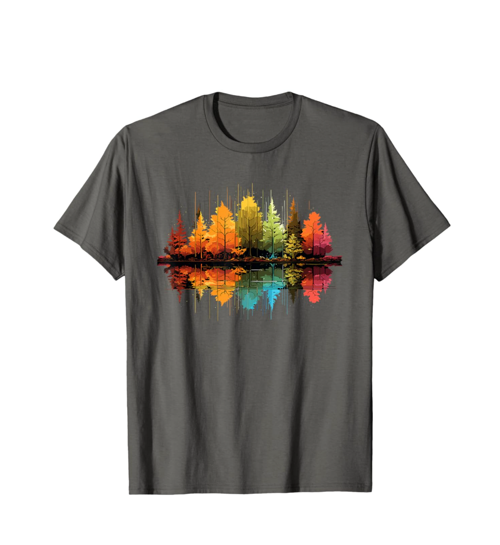 Nature Reflection Forest Trees Outdoor Wildlife T-Shirt, XL