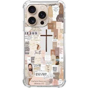 Christian Aesthetic Case Compatible with iPhone 16 Pro, Jesus Cross Case for iPhone 16 Pro, Cool TPU Shockproof Case Cover
