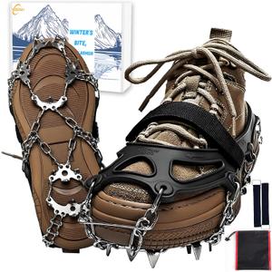 19-Tooth Ice Cleats w/Socks  Anti-Slip for Snow, Hiking, Ski  Men/Women (Medium)