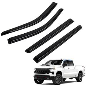 Silverado Rain Guards - Window Visors for 2019-2025 2026 Chevrolet Chevy Silverado/GMC Sierra 1500 Crew Cab, Out-Channel Side Window Rain Guards for Silverado Accessories, 4PCS, Black