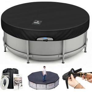 SIHAIAN 19 Ft Round Pool Cover, with Automatic Drain Pool Cover, Patented One-Piece Tensioning System Above Ground Pool Cover, Preventing Waterlogging, Yarn-Dyed Oxford Fabric Solar Pool Cover