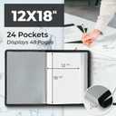 Dunwell 12x18 Art Portfolio Binder with Mounting Paper (Silver), Large Portfolio Folder for Artwork Storage, 24 Clear Sleeves Display 48 Pages, Acid-Free Poly 12 x 18 Presentation Book