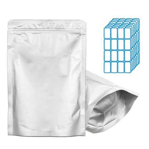 100pcs 1 QUART Mylar Bags for Food Storage - Thick 10 Mil - 7"x10" Stand-Up Zipper Pouches, Resealable and Heat Sealable Vacuum Sealing Mylar Bags for Long Term Food Storage