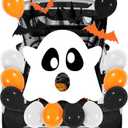 JOYIN Halloween Trunk Or Treat Car Decorations Kit for SUV Outdoor White Ghost Decor, Haunted House Archway Sticker with Balloons for Car Garage Door Entryway
