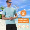 Men's Rash Guard Swim Shirts Short Sleeve UV Sun Protection Quick Dry UPF 50+ SPF Fishing Beach Water Shirt (Blue, L)