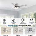 42 inch Ceiling Fans with Lights, Modern Low Profile Ceiling Fan with Light and Remote Control, Flush Mount, Reversible, 3CCT, Dimmable, Brushed Nickel Ceiling Fans for Bedroom Living Room